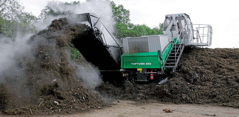 Komptech Crambo shredder and Topturn compost turner, the industry